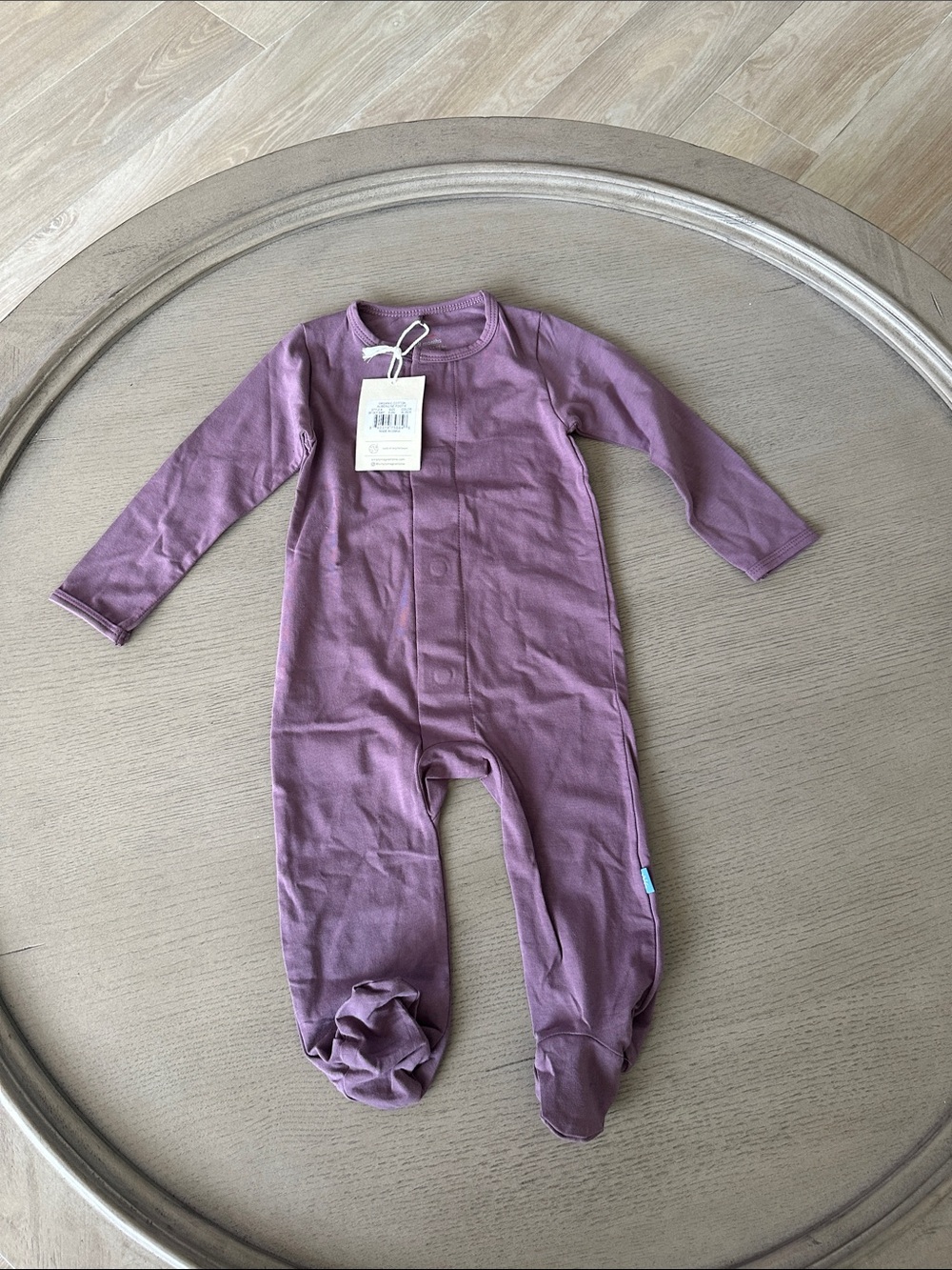 Long-Sleeve Footed One-Piece in Mauve Pink by